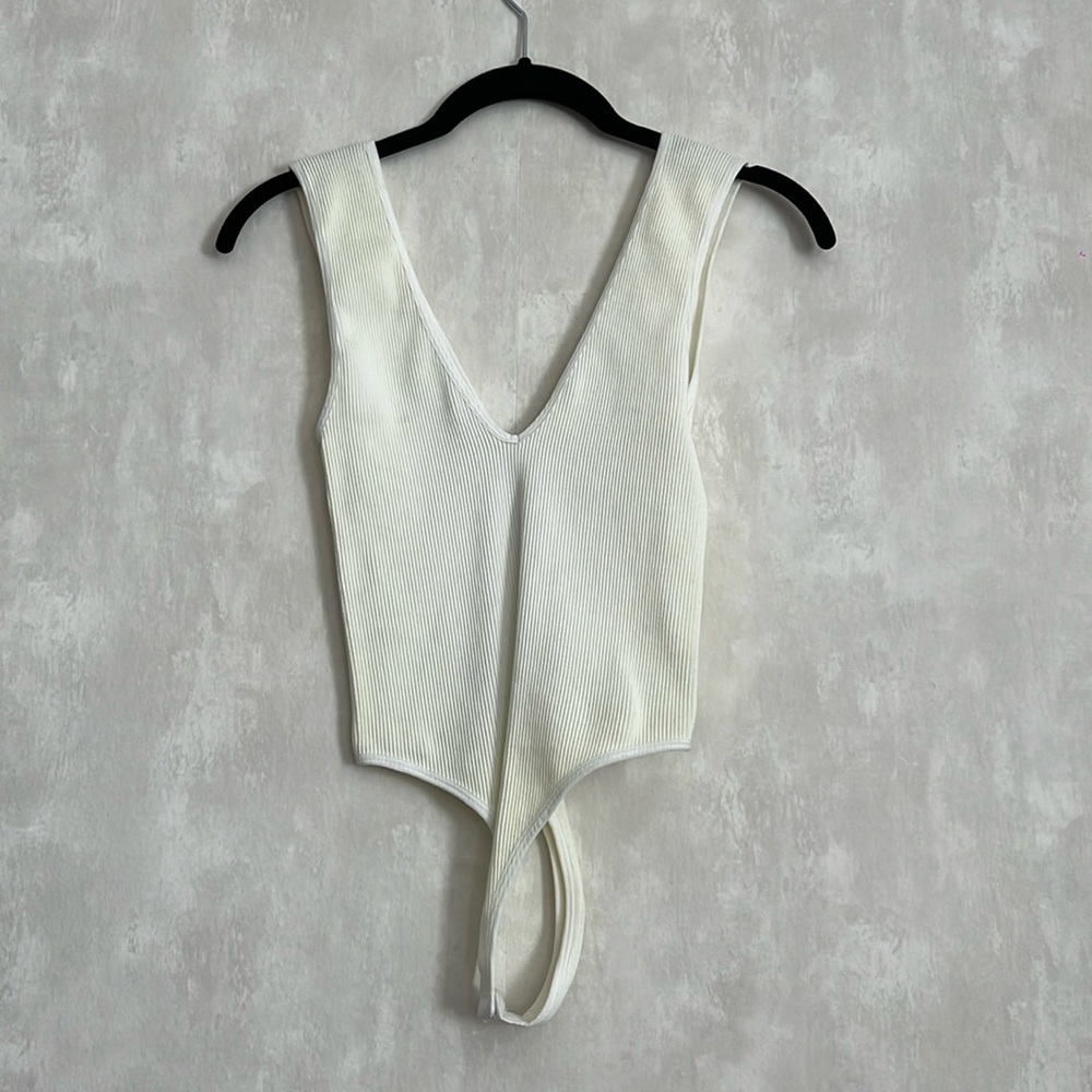 White ribbed bodysuit